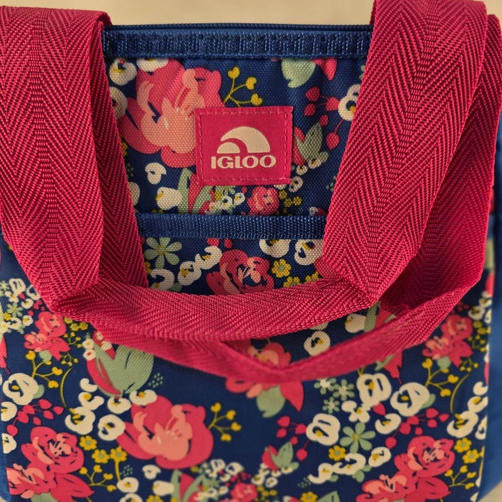 Igloo Floral Insulated‎ Lunch Tote Bag Blue Pink 00161823 Small Cooler Bag